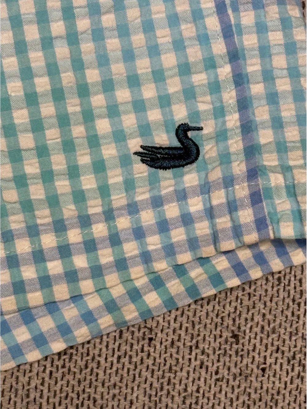 Southern Marsh Men's Large Blue and White Check Swim Trunks